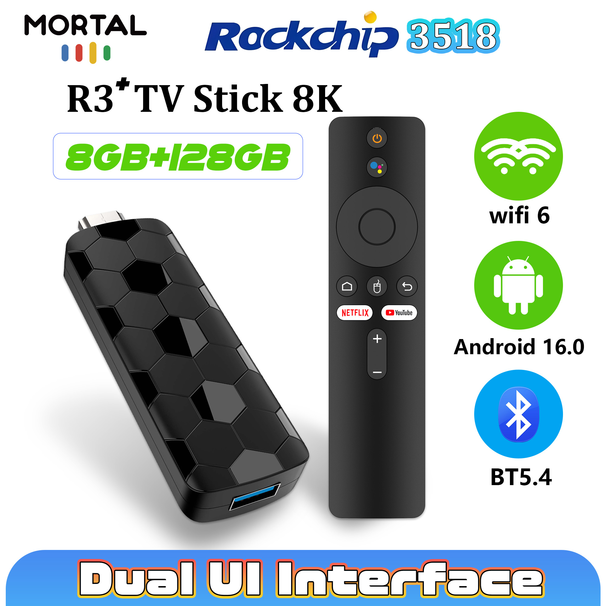 Home Cinema Hdmi - Clé TV Mortal R3+ Android 16