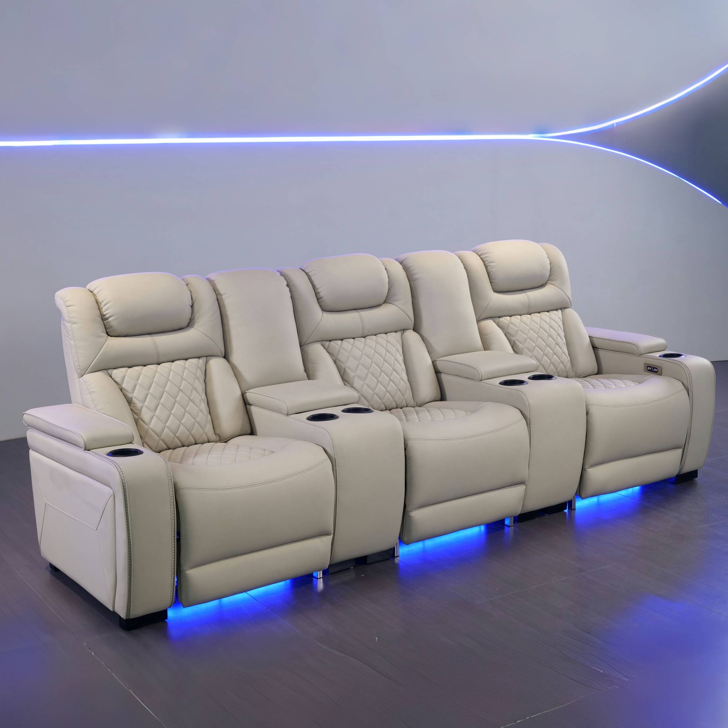 Home Cinema Blanc - Ensemble de canapé trois places en