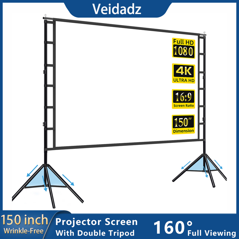 Home Cinema Blanc - VEIDADZ-Écran de projection avec support, sans