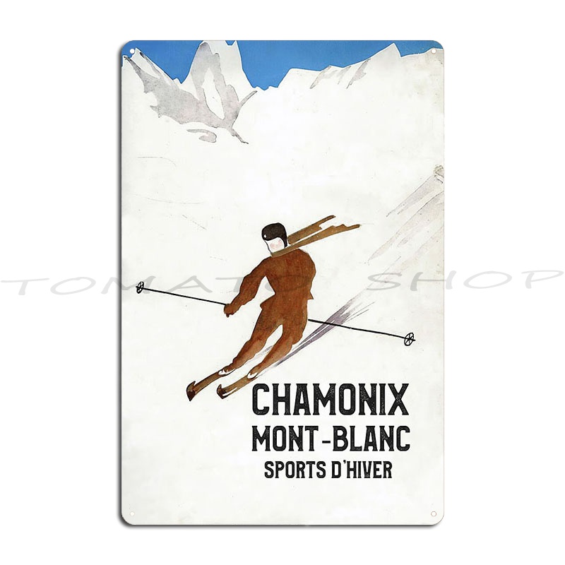 Home Cinema Blanc - Affiche de voyage vintage Chamonix Mont