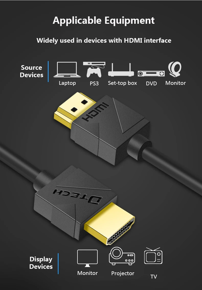 Câble HDMI plat plaqué or V2.0 - Home Cinema Hdmi avis et prix
